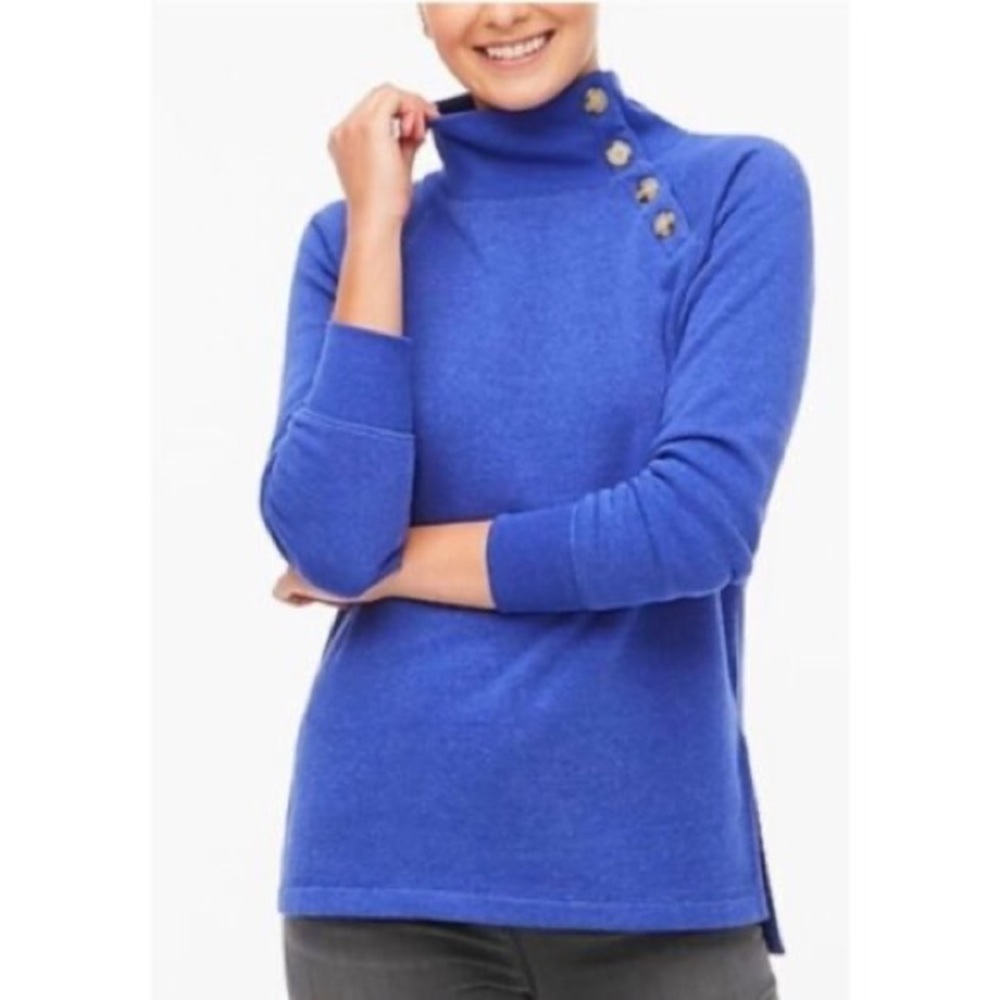 J. Crew Factory Purple Wide Button-Collar Pullover Sweatshirt Cloudspun Fleece